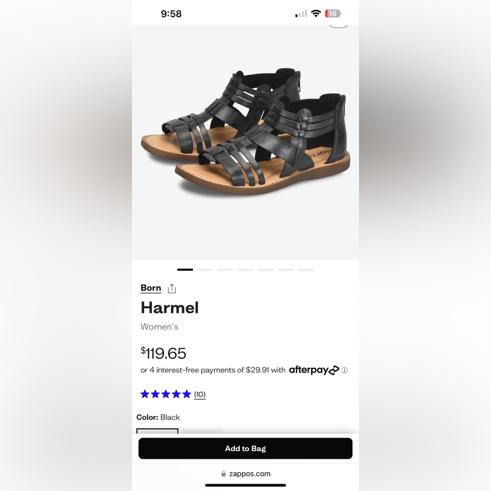 Born Harmel sandals black size 9